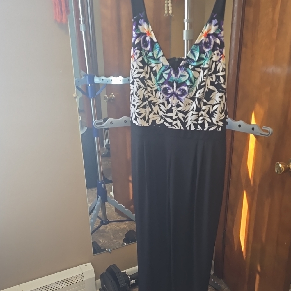 Nicole Black Floral Maxi Jumpsuit